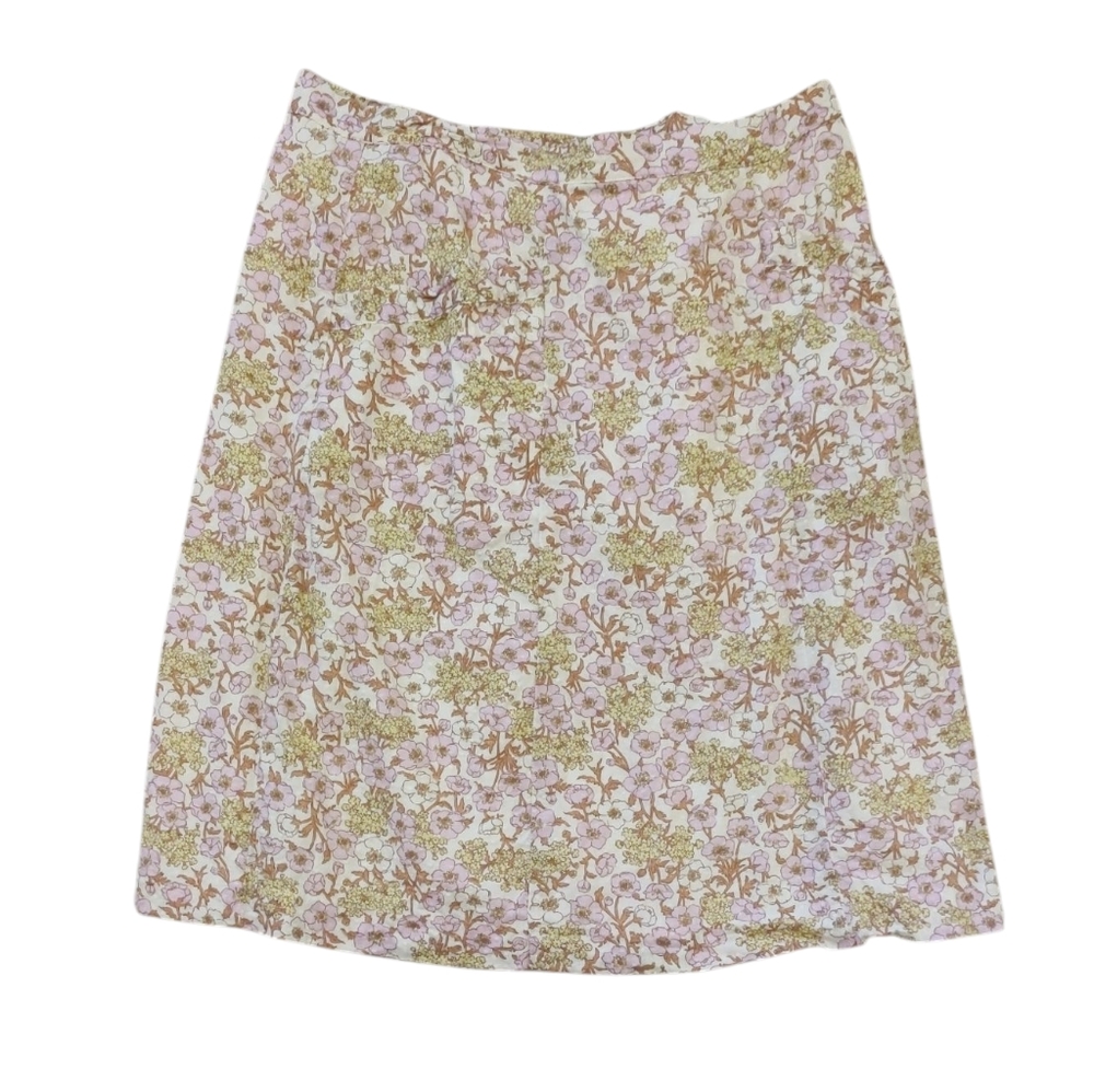 American Eagle Outfitters Floral A-Line Skirt - Pink Orange Yellow Size 8